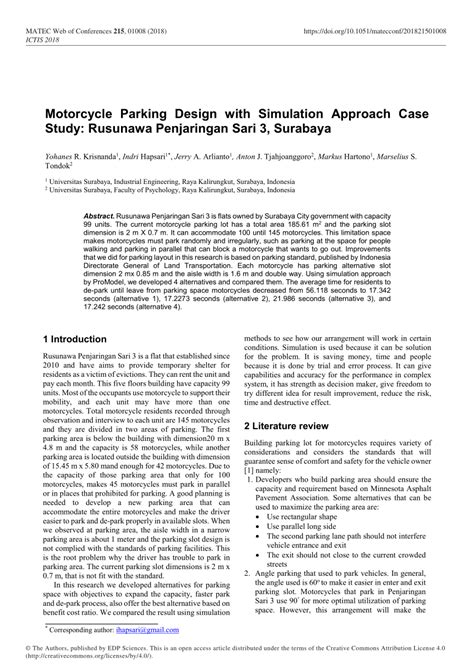 motorcycle parking dimension|Motorcycle Parking Design with Simulation Approach Case .